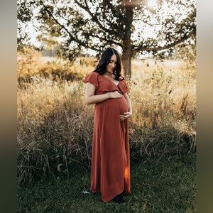 Baltic Born rust wrap chiffon dress - Medium